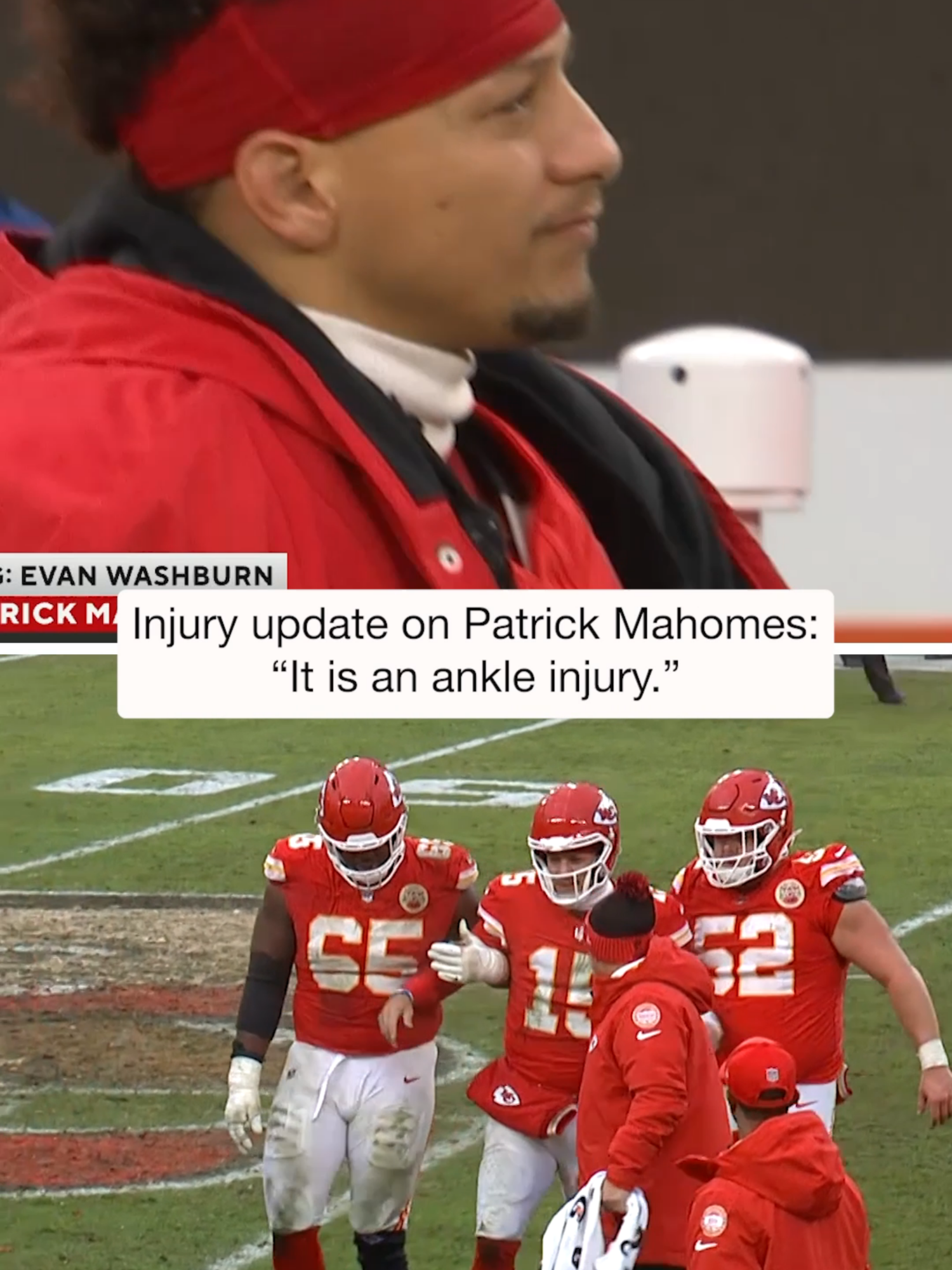 Evan Washburn reports that Patrick Mahomes is dealing with an ankle injury. #mahomes #patrickmahomes