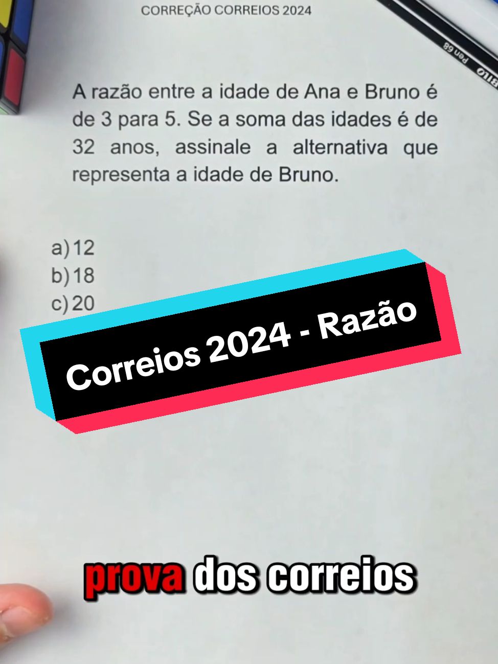 CORREÇÃO CORREIOS 2024 - A razão entre as idades de Ana e Bruno... #concursos #correios 