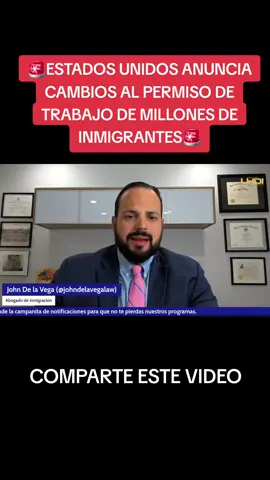 🚨ATENCIÓN Excelentes noticias para inmigrantes en Estados Unidos en referencia a los permisos de trabajo. Deja tus preguntas en las zona de comentarios.  COMPARTES ESTE VIDEO ✅️ #inmigracion #inmigrantes #inmigrante #inmigración #immigration #abogado #johndelavegalaw #abogados 