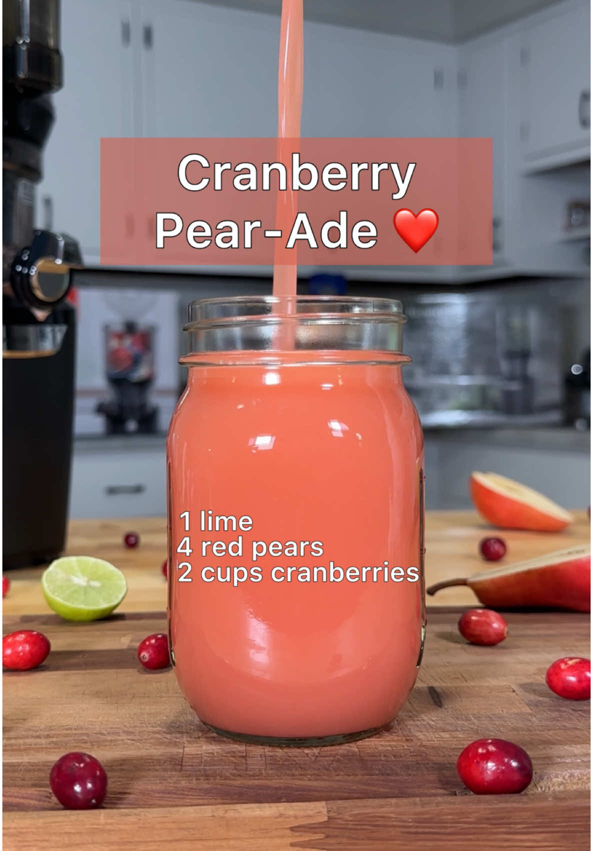 Cranberry Pear-Ade ❤️ (Save 10% On The Kuvings Auto10 Plus Juicer & Find My Recipe Ebook Linked In My Bio) As the holiday season sets in I will be making homemade cranberry based juice recipes all winter ❄️ This cranberry pear juice is going to work wonders in terms of boosting the immune system, supporting heart health & protecting the body against oxidative stress! Would you try this delicious homemade juice recipe? 🍋‍🟩 Recipe yields around 1 liter of fresh juice that will last up to 72hrs refrigerated or up to 30 days frozen! ❤️ #growyourown #cranberryjuice #craberry #holidayrecipes #christmasrecipes #winterrecipes #fruitjuice #juicerecipe #vitamins #antioxidants #immuneboost #hearthealth #nutritious #juicingforhealth #healthiswealth #healthandwellness #growyourownfood #growyourownlives #fruitheals #healingfruit #natureheals #healingnature #fy #fyp #fypシ #foryou #foryoupage