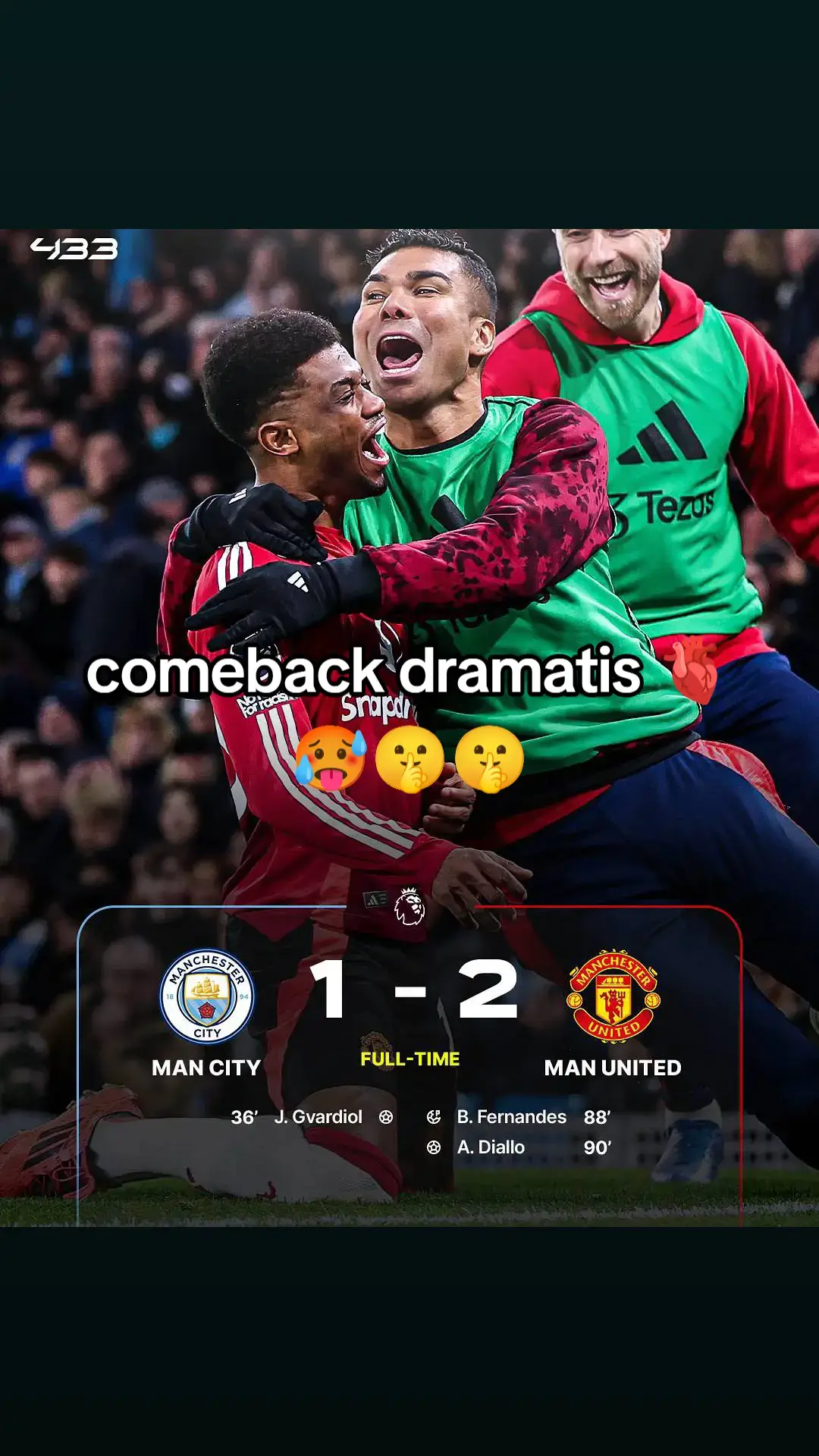 gua kira MU kalah eh amad ngegoalin 🤣🤣#bismillahfyp #bigmatch #manchesterunitedfc #manchestercity #derbymanchester #comeback #dramatis 