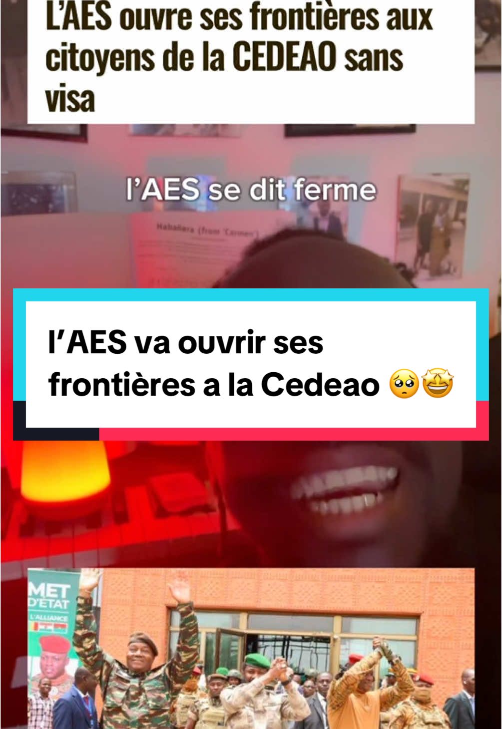 l’AES va ouvrir ses frontières a la Cedeao 🥺🤩 #cedeao #ecowas #aes #sahel #mali #niger #burkinafaso #burkinatiktok🇧🇫  #assimi_goïta #tchiani #ibrahimtraore #politique #politics #geopolitics #geopolitique #news #media #pourtoi  #pourtoii  #roryou #roryoupage  #fyp  #fypシ  #fypシ゚viral  #f#fypagee #afrique  #afriquetiktok  #africa #africantiktok