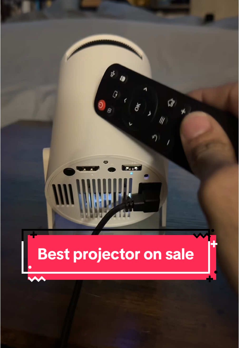 Replying to @Brianna Cornwell This projector is the only one you need. Has all the smart app you want, Hdmi port,usb port, and settings you want in a projector. #portableprojector #projector #miniprojector #smartprojector #movies #movienight #spotlightfinds #electronicsweek #tiktokmademebuyit