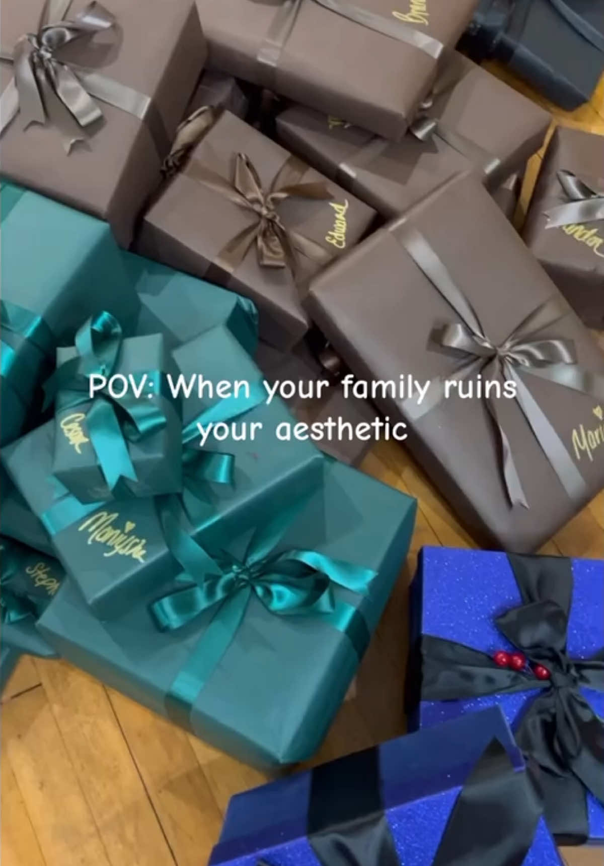 Repost from last year 😂. Are you the aesthetic gift wrapper or nah? I’m doing red this year, and I can’t wait!  Disclaimer: this was all fun and games, y’all 🥰. Merry Christmas 🎁 . . . . #giftwrapping #wrappingpaper #christmas #gifts #giftwrappingideas #aesthetic #neutral #jokes #funny #relatable #funnyvideos #jk #christmasgifts