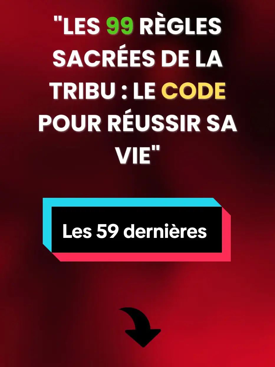 ✅️La suite  des regles sacrées de la tribu99 👇👇 41. Ton réseau est ton atout principal 🌐 42. Apprends à gérer ton argent intelligemment 💰 43. Évite les dettes inutiles ❌💳 44. N’écoute pas les pessimistes 🚫 45. Apprends à négocier comme un pro 🤝 46. Souris face à l’adversité 😊 47. Reste fidèle à tes valeurs 🌟 48. Élimine la peur du regard des autres 👁️ 49. Prends des pauses pour mieux repartir 🛑 50. Sois prêt à travailler sans reconnaissance immédiate 🎢 51. Reste fidèle à ta vision, même quand c’est difficile 🏞️ 52. Apprends de tes concurrents au lieu de les craindre 🏆 53. Simplifie ta vie – va à l’essentiel 🧹 54. Travaille dur dans l’ombre, brille dans la lumière ✨ 55. Fais de ton passé un levier, pas un fardeau ⚙️ 56. Évite la comparaison avec les autres 🚷 57. Repose-toi suffisamment pour être au top 💤 58. Investis dans des relations durables ❤️ 59. Connais ta vraie valeur 💎 60. Ne cours pas après l’argent, cours après la valeur 🌱 61. La cohérence est plus forte que la motivation 🚶 62. Fais plus que ce qu’on attend de toi ➕ 63. Aie toujours un plan B, mais reste concentré sur le plan A 🗺️ 64. Maîtrise ton ego 🧘‍♂️ 65. Accepte les critiques constructives pour grandir 🛠️ 66. Transforme ton stress en énergie positive ⚡ 67. Apprends à écouter vraiment 👂 68. Sois généreux, mais garde des limites 🎁 69. Travaille dur, mais amuse-toi aussi 🎭 70. Ne sois pas esclave de ton passé 🕰️ 71. Entoure-toi de diversité d’idées 🌍 72. Prends des décisions rapidement, mais intelligemment 🤔 73. Distingue les besoins des désirs 🛍️ 74. Apprends à maîtriser tes émotions 😌 75. Transforme la peur en action courageuse 🦅 76. Reste fidèle à ton pourquoi 🎯 77. Sois un apprenant à vie 📖 78. Crée un impact, pas seulement une impression 🌱 79. Aime ce que tu fais ou change de cap 💕 80. Aie toujours un objectif clair pour chaque journée 📆 81. Ne vis pas pour travailler, travaille pour vivre ⚖️ 82. Sois une solution, pas un problème 🔧 83. Reste aligné entre ce que tu dis et ce que tu fais 🔗 84. Apprends à lire les gens, c’est une compétence puissante 👀 85. Le succès n’a pas de raccourci, seulement des étapes 🔄 86. La patience bat toujours la précipitation 🐢 87. Travaille avec gratitude, pas juste pour des résultats 🙌 88. Reste curieux face au monde 🌍 89. Travaille en silence, laisse tes résultats parler 🔇 90. Garde toujours un esprit de croissance 📈 91. Investis dans des actifs, pas dans des passifs 🏠 92. Apprends de l’histoire, mais crée ton futur 🕊️ 93. Sois inarrêtable face aux obstacles 🛡️ 94. Le succès se construit chaque jour, pas en un jour 🗓️ 95. Aide les autres à réussir, c’est contagieux 🌟 96. Sois reconnaissant pour chaque opportunité 🙏 97. Ta santé mentale est aussi importante que ta santé physique 💆 98. Ne perds jamais ta foi en toi-même 🔥 99. Et surtout, n’abandonne jamais 🛡️ Hashtags : #99RèglesSacrées #LaTribu99 #Discipline #Mindset #Succès 