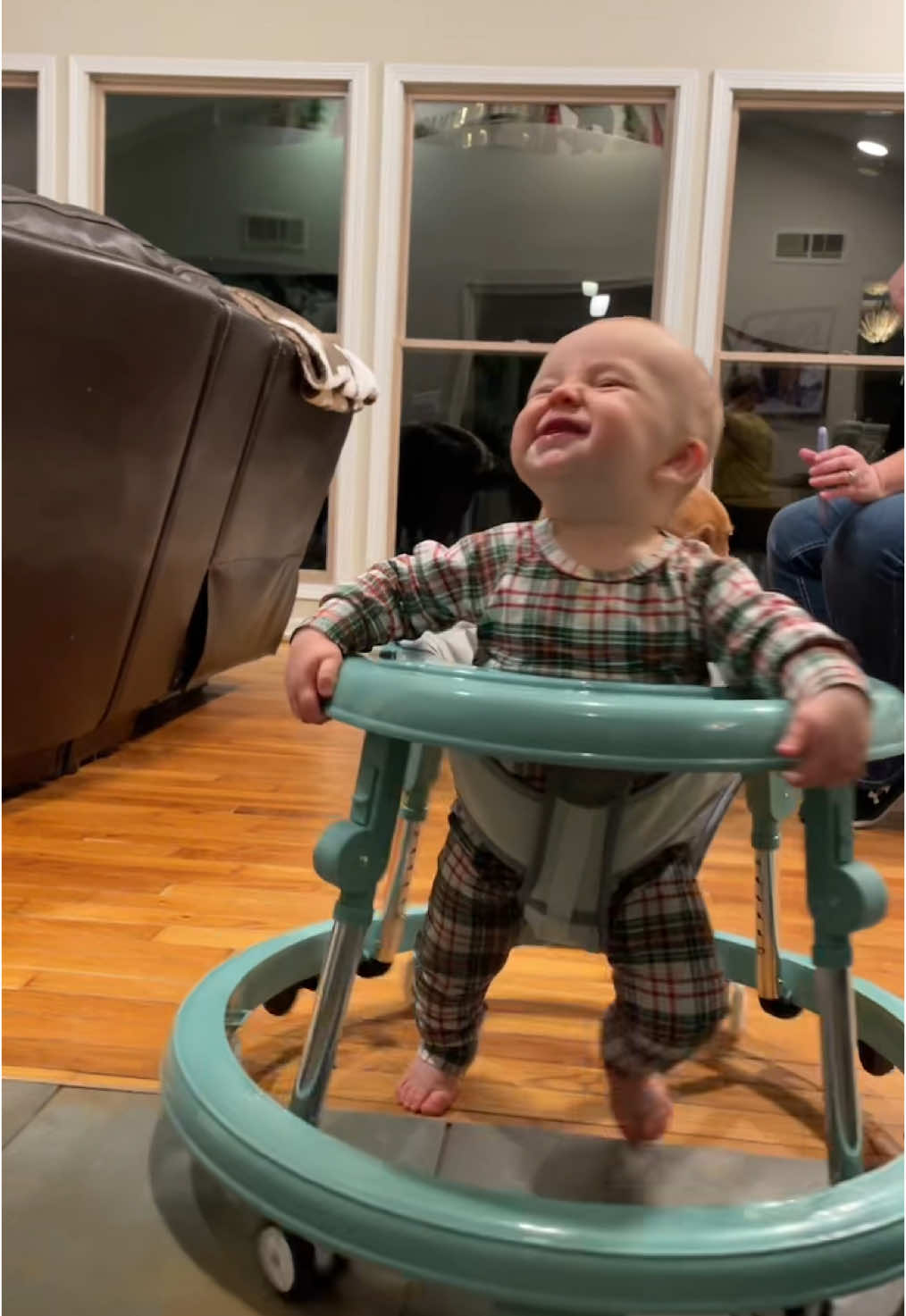 The happiest baby in his walker 😂 what makes your little one giggle!?         #creatorsearchinsights #firsttimemom #babiesoftiktok #babymusthaves #giftideas #babyshop #boymom #viral #trending #momhack 