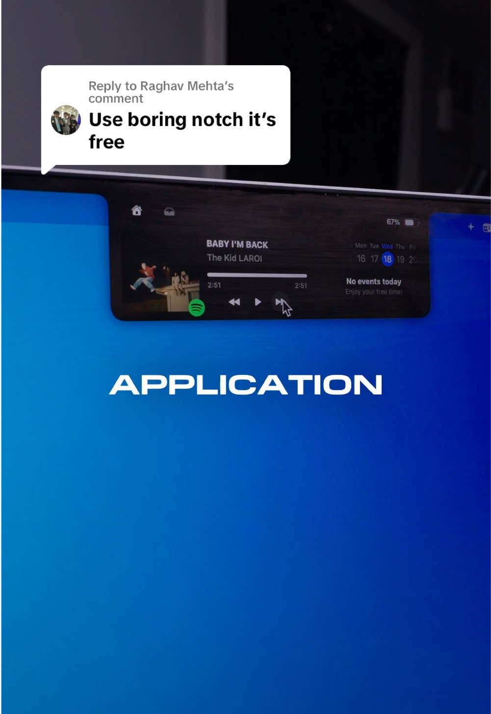 Replying to @Raghav Mehta Dynamic Island on Mac for FREE using BoringNotch 💻 #macbook #boringnotch #dynamicisland #macos #mac #techtok #notch #fyp #mactips 