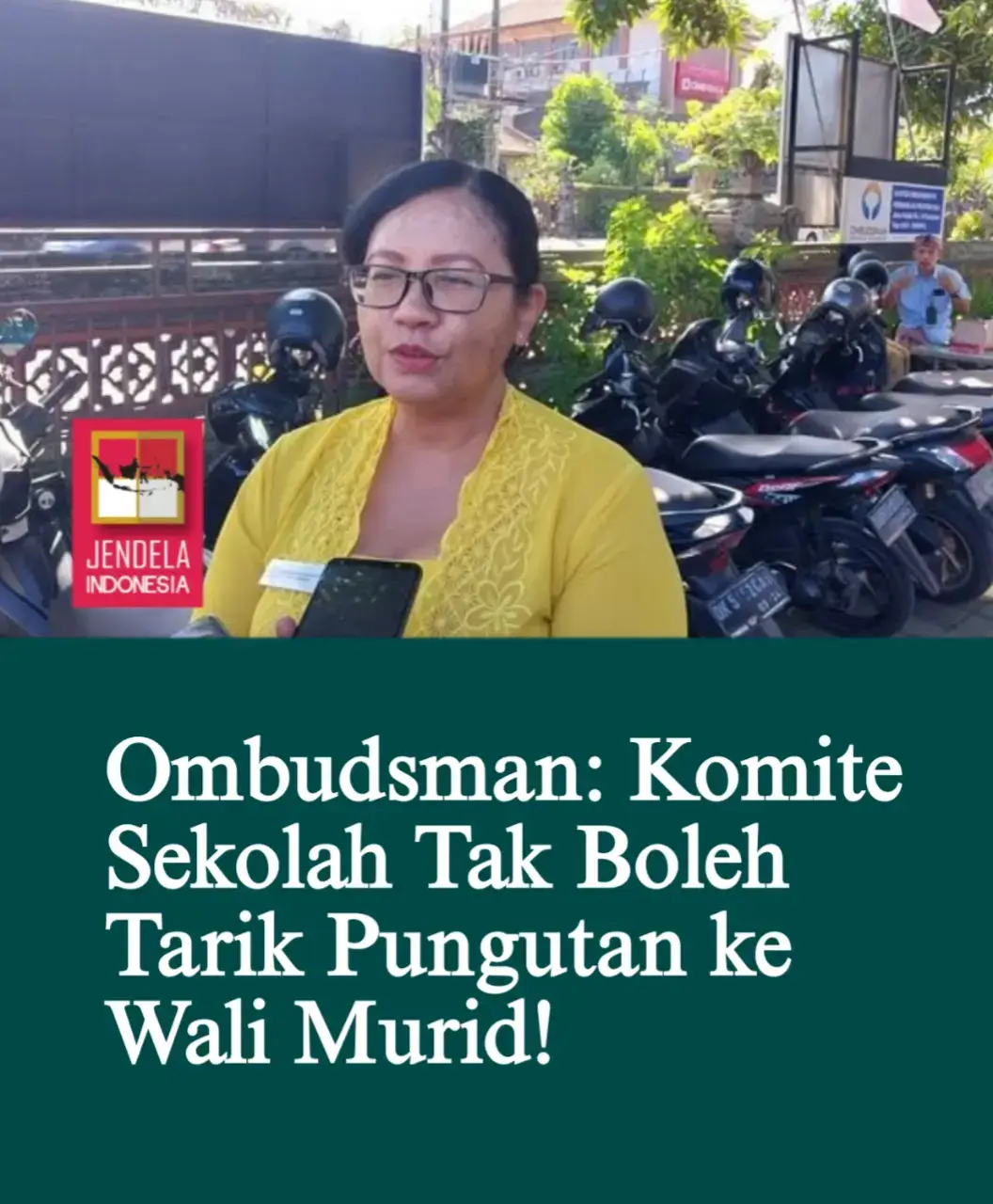 Ombudsman: Komite Sekolah Tak Boleh Tarik Pungutan ke Wali Murid! Kepala Ombudsman Perwakilan Bali, Ni Nyoman Sri Widhiyanti, merespons terkait sumbangan pengadaan pendingin ruangan atau air conditioner (AC) di Sekolah Menengah Atas Negeri (SMAN) 6 Denpasar. Pihak sekolah menyebut sumbangan itu telah disepakati komite dan orang tua siswa baru sebesar Rp 1,5 juta. Sri menegaskan komite boleh melakukan penggalangan dana untuk mendukung tenaga, sarana, dan prasarana, tetapi tidak boleh berupa pungutan. Hal itu telah diatur dalam Peraturan Menteri Pendidikan, Kebudayaan Riset, dan Teknologi (Permendikbudristek) Nomor 75 Tahun 2016 tentang Komite Sekolah. 