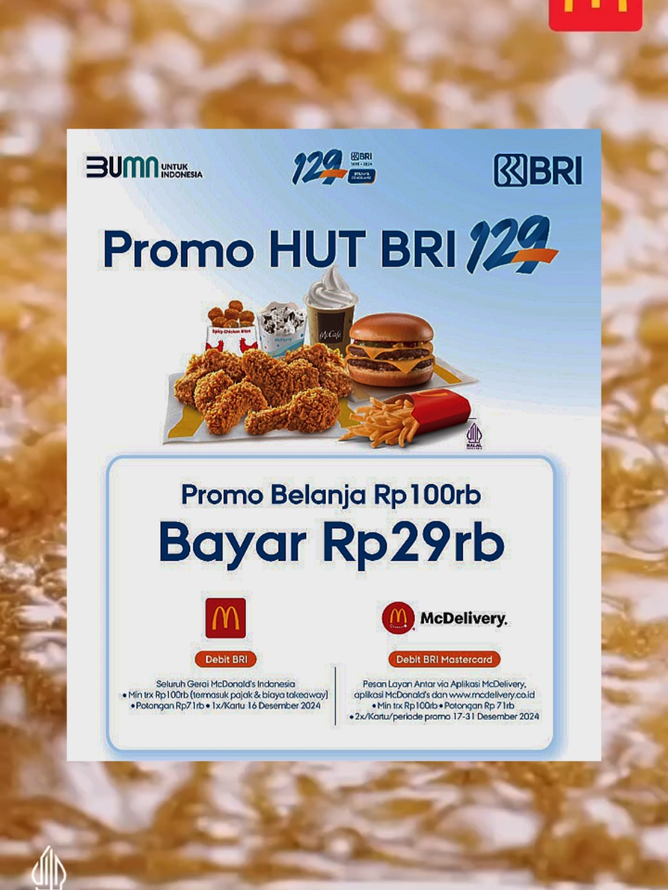 Membalas @nurisfitriana12 yang ini aja kak 🤩🫵🏻 cuma 29ribu pakai debit BRI ya😍🔥 #promomakan #promoterupdate #promomakanmurah #promodiskon #diskonpromo #promobri #brimcdonald #promomcdonald #mcdonaldbri 