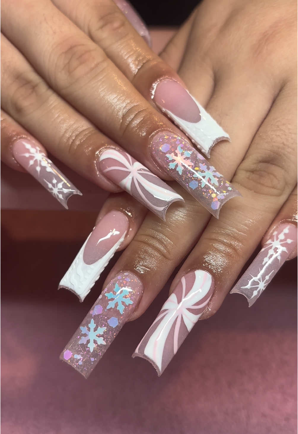 Iridescent Winter Nails 😍❄️ Book your sets! @vbeautypure #longnails #acrylicnails #foryoupage #nailtok #snowflakenails #frenchtipnails #vannuys #pacoima #sanfernandovalley 