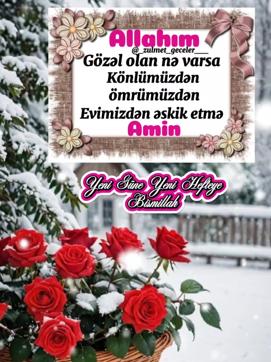 Allahın adıyla başlayaq ☝️YA ALLAH☝️ Yeni günə yeni həftəmizə Bismillah🤲☝️ Allahın Salam Duasıyla Sabahınız üzünüzə xeyr duayla,sevinclə,ümüdlə gözəl günə açılsın Əziz İnsanlar Amin Allah☝️🤲 Ruziniz bol,eviniz huzurlu,canınız sağ,işləriniz avand olsun Amin Allah🤲 Əlhəmdulillah☝️🤲🌹 ᭄🦋💓𝑺𝒆𝒗𝒈𝒊 💓🦋᭄ @_zulmet_geceler___ 🌹 █▀█─█──█──█▀█─█─█ █▄█─█──█──█▄█─█▄█ █─█─█▄─█▄─█─█─█─█ ꧁•❀🕊🌹╌🤲┈⊰᯽⊱🕊🌹❀꧂ #allahume_salli_ala_seyyidina_muhammad #allahim_sen_buyuksun #allahimsenbuyuksunyarabbim #allahımmmmmm❤️❤️ #yaallah #allahu #dua #yenihefteyebismillah #sabahinizxeyir #günaydinlar🙏🏻💖😊💙 #sabahınızxeyir🌤🌻 #sabahiniz_xeyir_olsun  #yenihefteyeyenigünebismillah #kesfetdeyiz #fyp #kesfetdengelenlerbeyenin #kesfetönecikart #fypp  #kesfetdengelenlertakibatinzehmetolmasa #kesfetbeniöneçıkart🖤🔥🖤 #tiktokviral #fypage #tiktokbeniöneçıkart #fyy #kesfetbenial #fypdong #menalistatuslar #tik_tok #kesfetdeyizzzzz👑👑 #kesfetdim #kesfetdi #kesfet #fypシ゚ #fyp #fyy 