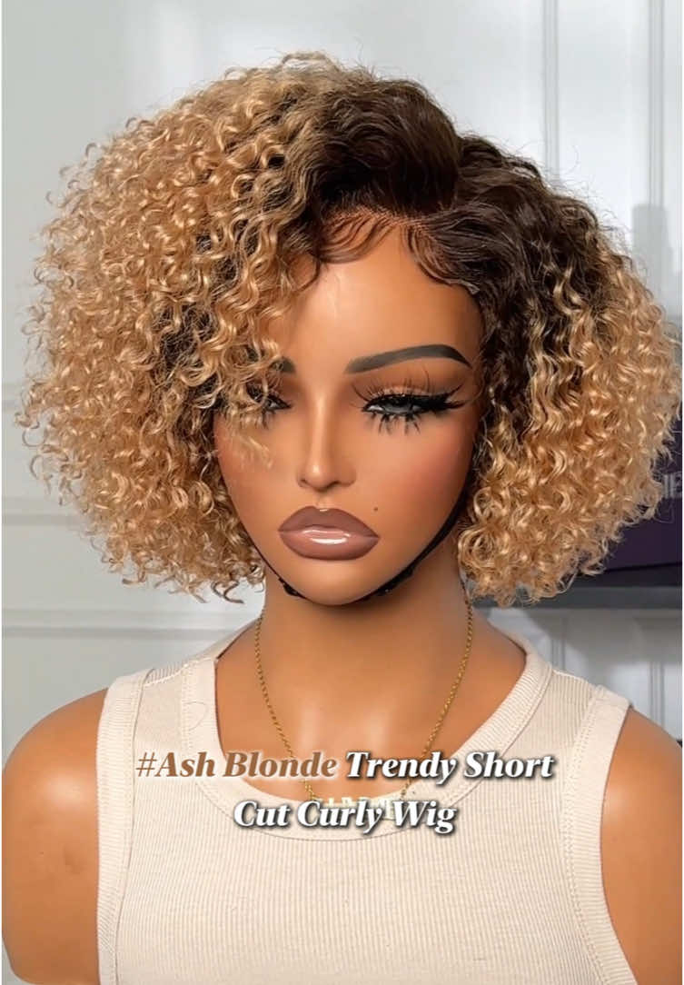 New Arrival! Ash Blonde Short Curly Wig , enjoy this fresh look! - Hair：Trendy Short Cut Curly Minimalist HD Lace Glueless Side Part Wig 100% Human Hair Color: Ash Blonde Search it on our website on my bio link to order✨ - #luvme #luvmeglueless #luvmereview #luvmeforyou #wig #wigs #hair #hairstyle #hairstyles #glueless #glulelesswig #blackgirlmagic 