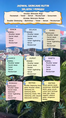 JADWAL SKINCARE RUTIN✨ #skincareroutine #tipsskincare #jadwalskincarerutin #tipsskincarerutin #tipsskincareroutine 