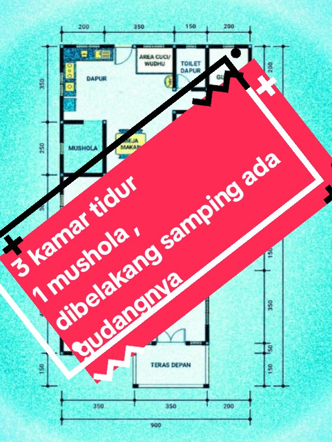 3 kamar tidur , 1 mushola ,juga belakang ada gudangnya. #denahrumah #designdenahrumah #designrumah #rumahmodern #rumahminimalis #arsitektur #property #fypシ゚ #iimibrahim93💎 