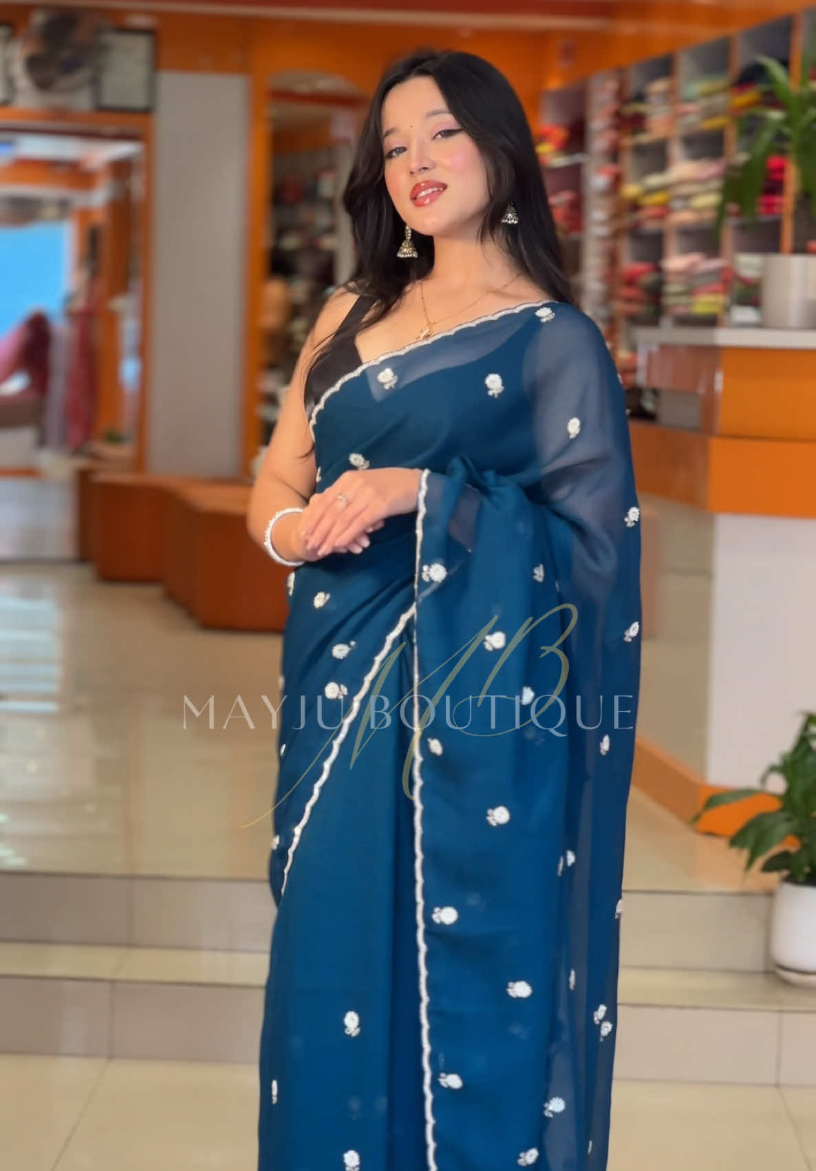 Crushed silk handwork saree ✨ #mayjusaree #shreevastralaya #goviral #OOTD 