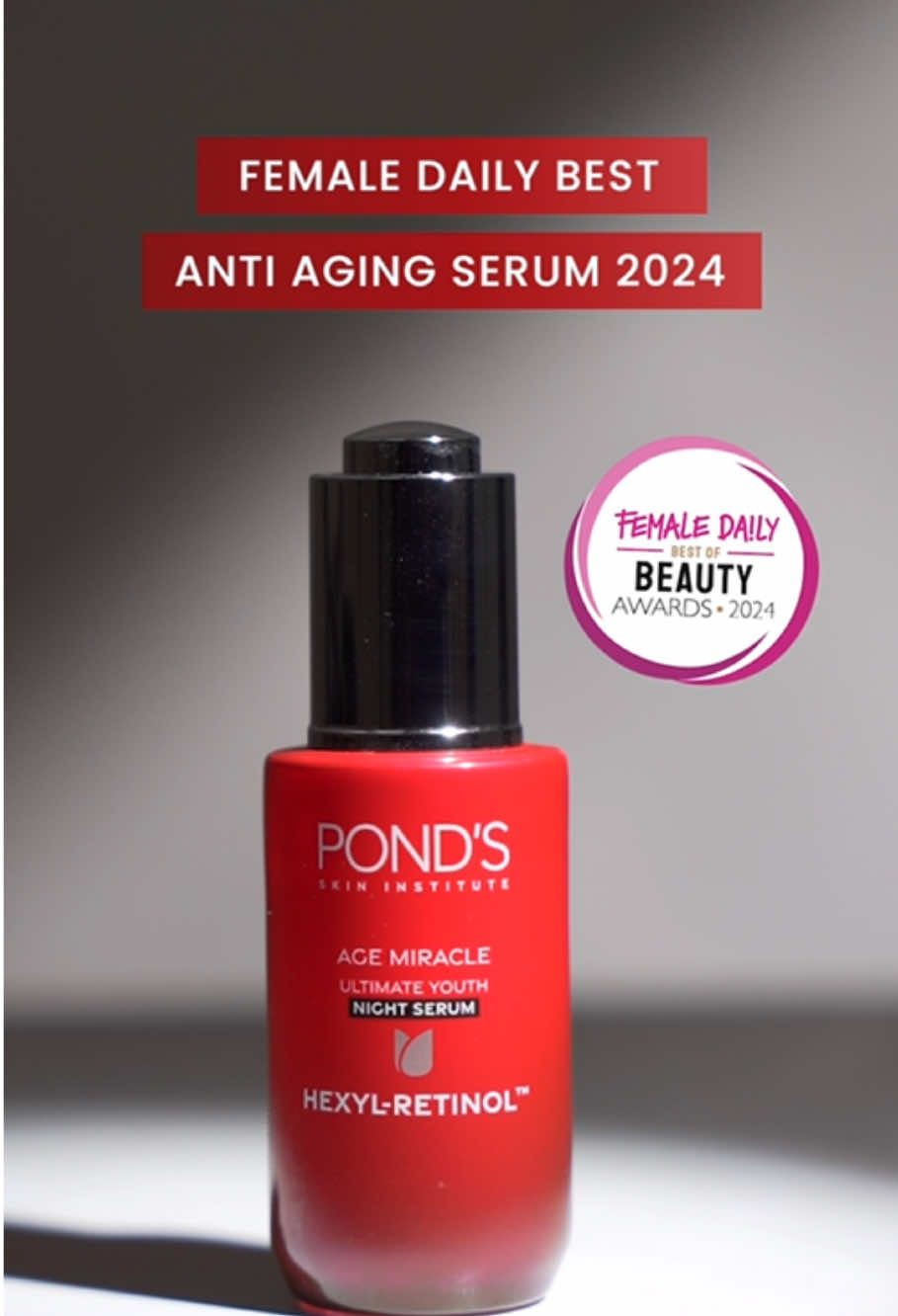 We made it! Thank you for the endless support. Without all of you, we wouldn’t be where we are today! ✨ Komen siapa yang udah coba Pond’s Age Miracle Ultimate Youth Night Serum ini? Yuk, checkout di keranjang kuning sekarang ✨ #FemaleDailyAward #BestOfBeautyAwards #BOBA2024