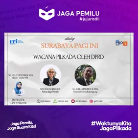 Yuk, simak obrolan Jaga Pemilu tentang Pilkada dan DPRD, besok, Selasa 17 Desember 2024, jam 8-9 pagi, di Youtube RRI Surabaya https://www.youtube.com/@RRISURABAYAOFFICIAL  #pilkada2024 #pilkadaserentak2024 #pilkada #jagapemilu #rrisurabaya @radiorepublikindonesia