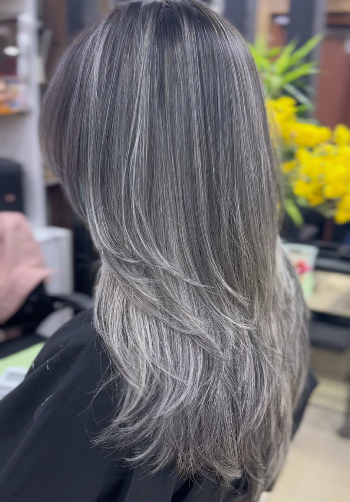 ##lushlooksbeautysalon #curtainbangs #ashbalayage#hairstyles #silvergreyhair #trendig #tiktoknepal #viralvideos 