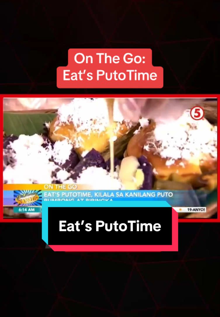 Kapatid, it’s puto and bibingka season! On the go na binisita ni #MaouiDavid ang Eats PutoTime sa Cainta para tikman ang patok at dinarayong puto at bibingka na sikat ngayong Simbang Gabi. #GudMorningKapatid #News5 #NewsPH #SocialNewsPH #BreakingNewsPH #GuMKOnTheGo 