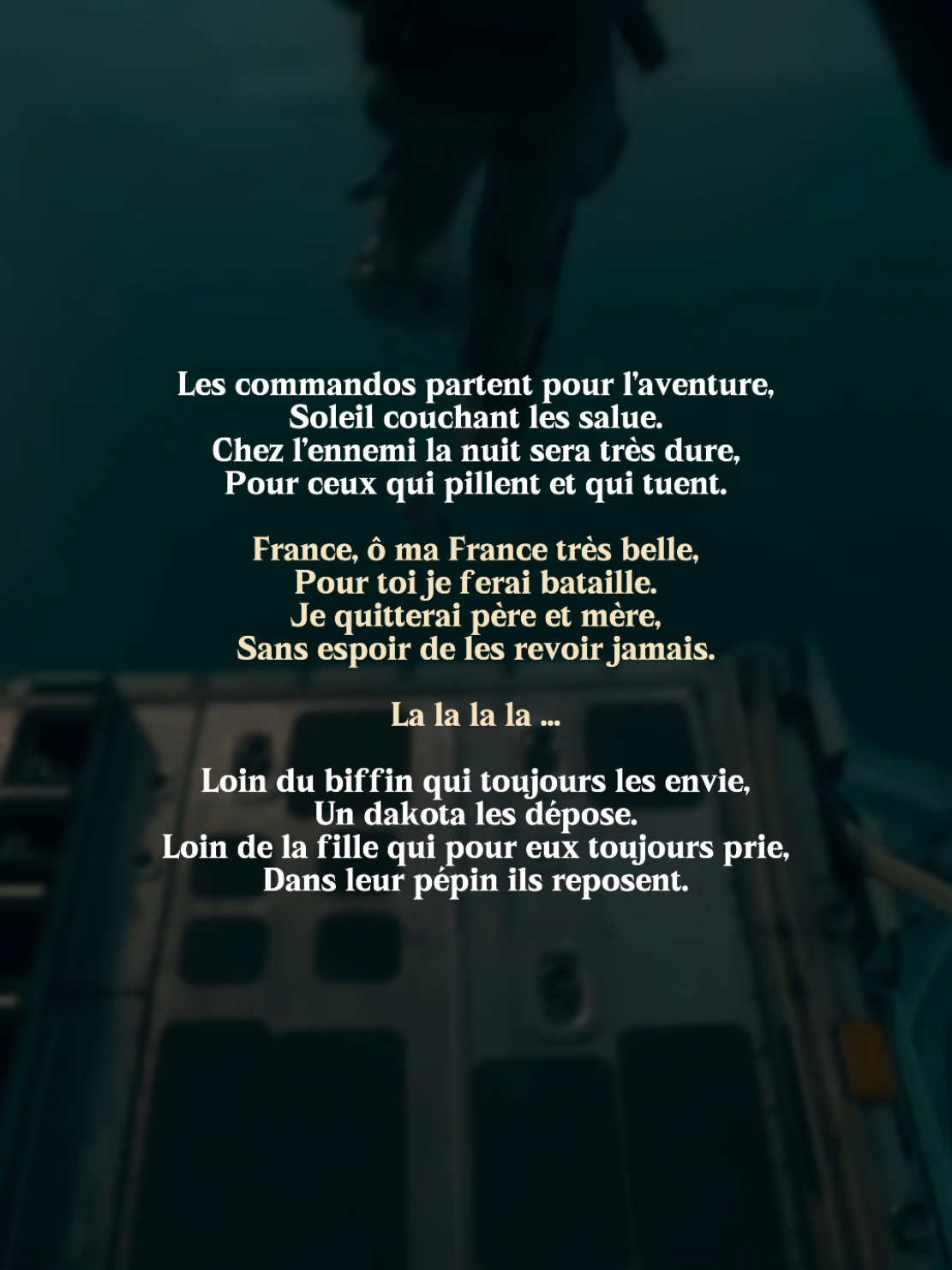 Chaîne secondaire : @🪖  (Chants complets)  Je suis en train de créer une playlist (sur ma chaîne secondaire) qui vous permettra de découvrir et d'écouter en boucle des dizaines de chants militaires et patriotiques. Certains sont très connus, d'autres beaucoup moins. Merci pour votre soutien, 🇨🇵 #chant #militaire #francais #parole #armeefrancaise #armee #commando #forcesspeciales #patriote #chansonfrancaise #france #legionetrangere #armeedeterre #🇨🇵 #pourtoi 