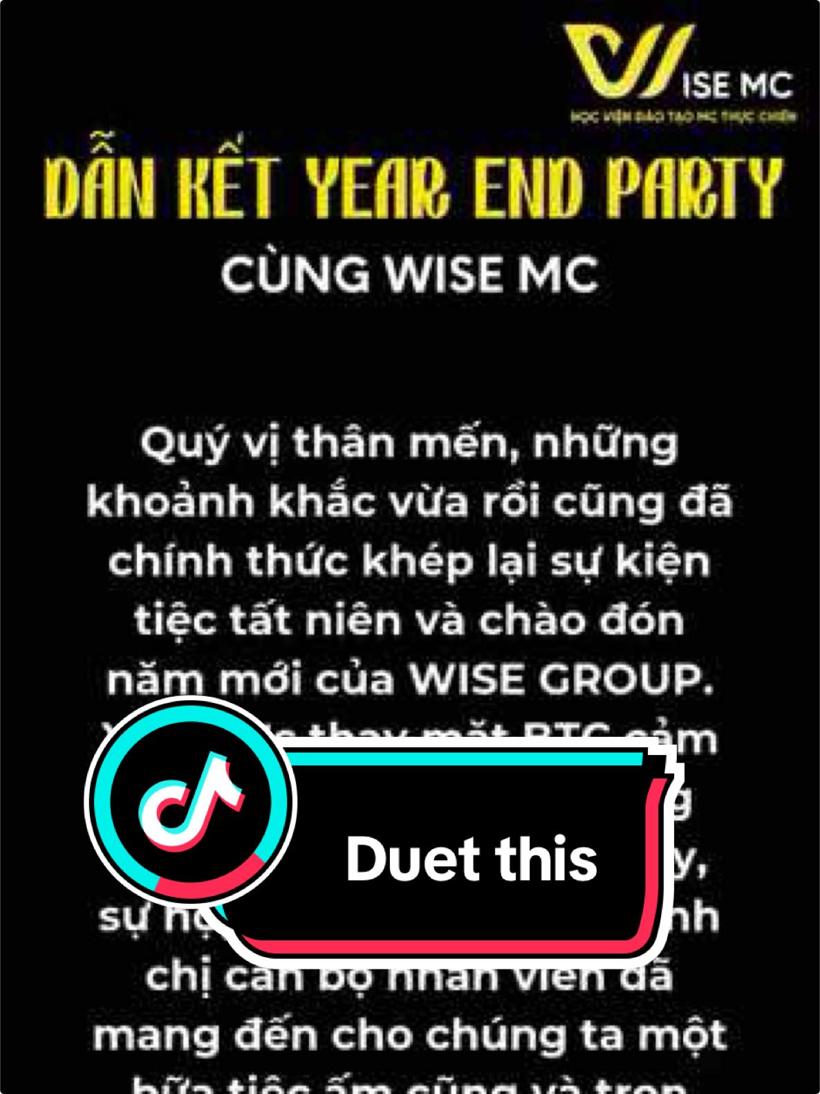 Duet this! Dẫn kết Year End Party cùng Wise MC! #wisemc #duet #vietnamesespeaking #voice #hocmc #englishspeaking #duetmc #lammc