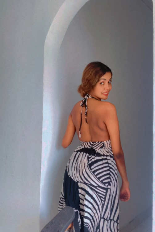 Designing a backless white summer dress perfect for a beach walk👗 #thambiliisland #white #outfitinspo #grwmoutfit #trending #casualcool #model #foryou #onemillionaudition #fyppppppppppppppppppppppp #fashiolover 