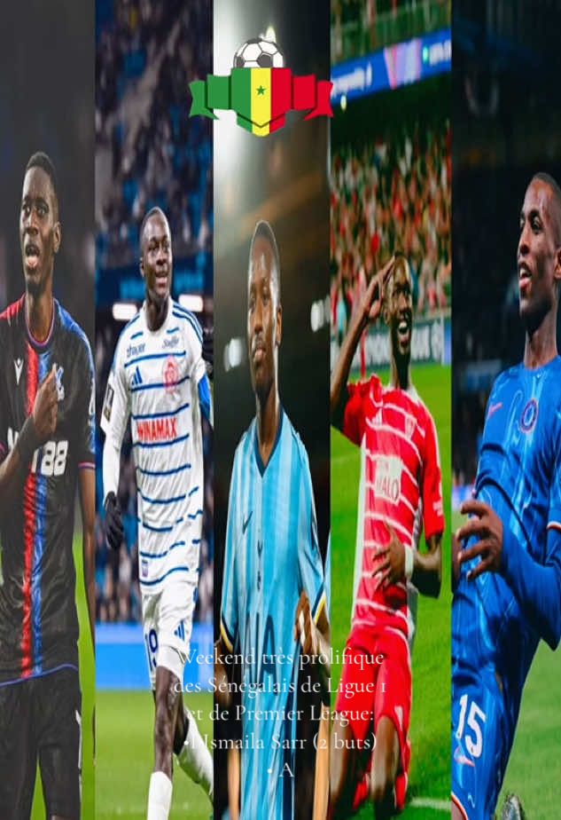 Weekend très prolifique des Sénégalais de Ligue 1 et de Premier League: •I Ismaila Sarr (2 buts) • Abdallah Sima (2 buts) •* Nicolas Jackson (1 but) • Pape Matar Sarr (1 but) Habib Diarra (1 but) #football #sénégalaise #sénégal #rek #🤩 