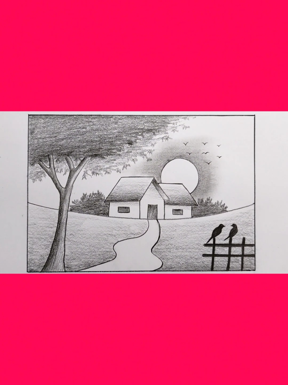 Sunset drawing #landscapedrawing #pencildrawing 