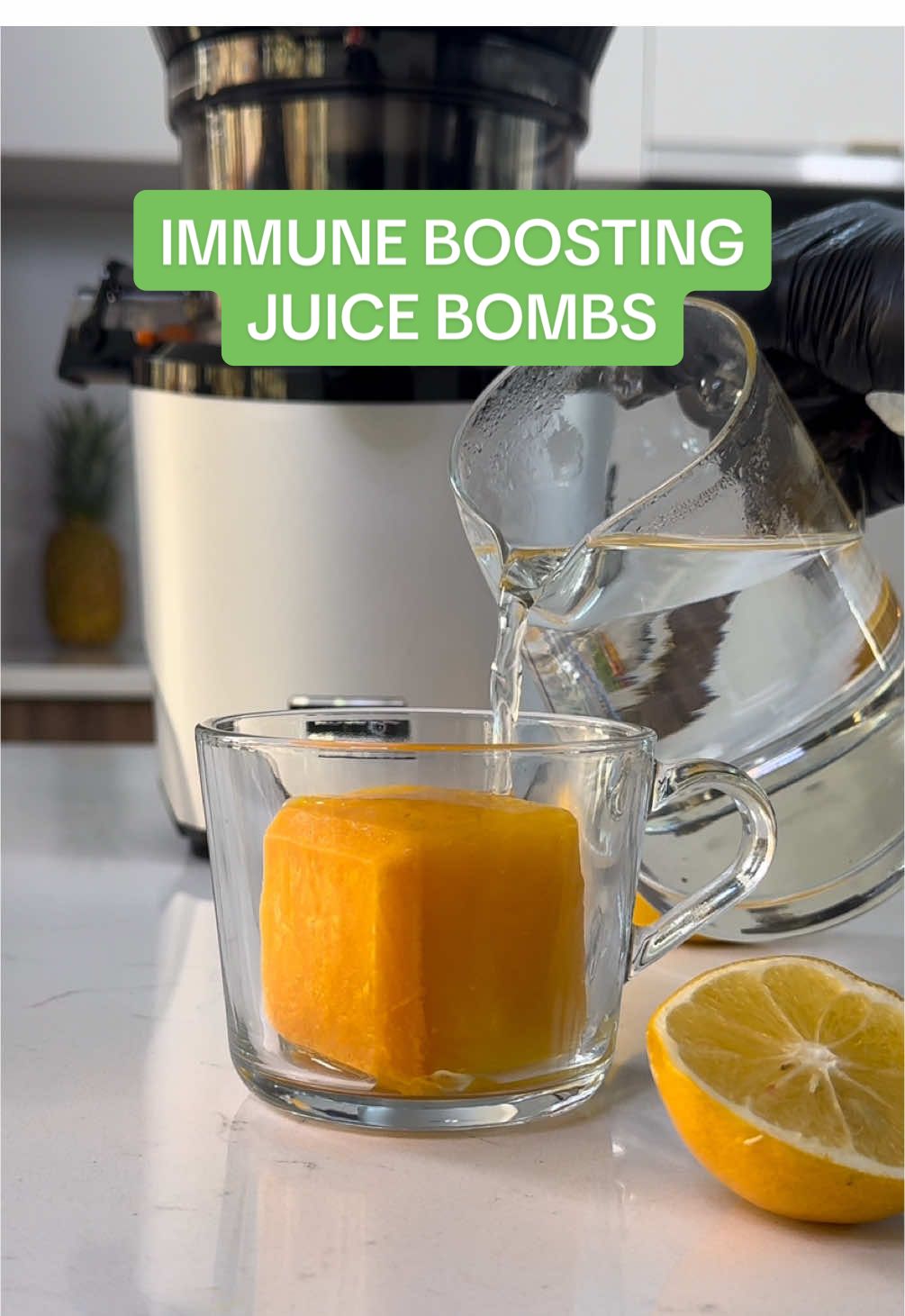 Immune Boosting Juice Bombs🧡 Boost your immunity one sip at a time! 💪✨ These lemon, ginger, and turmeric juice bombs are the perfect winter wellness hack. Benefits: 1.    Immune Support: Packed with vitamin C from lemon, anti-inflammatory properties from turmeric, and immune-boosting ginger.     2.    Convenient: Pre-made and frozen—just drop into hot water for a quick wellness drink anytime.     3.    Soothing: Perfect for easing winter chills, soothing sore throats, and combating seasonal colds. Ingredients: 4 lemons 2 knobs ginger 2 knobs turmeric Get 10% off your new Kuvings Auto 10 juicer now with code: TUTORIALS *link in bio • • • • #immunity #immunitybooster #immunesystem #immuneboost #immunesupport #tea #naturalremedy #juicingtutorials 