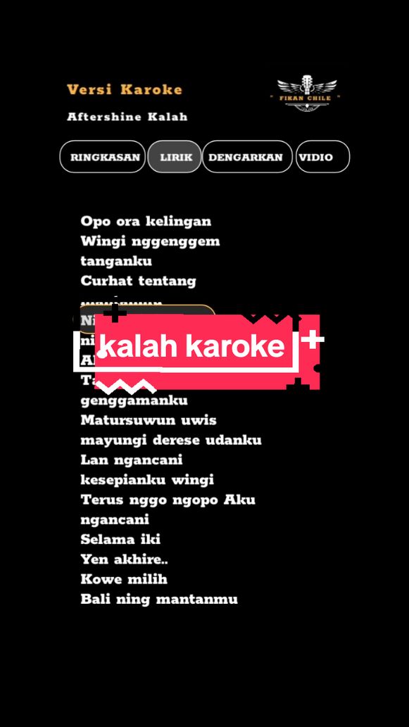 wes jelas kalah 🙂 #fikanchile #lirikgoogle #liriklagu #overlaylyrics #fyp #magelang24jam #kalah #nyanyibareng 