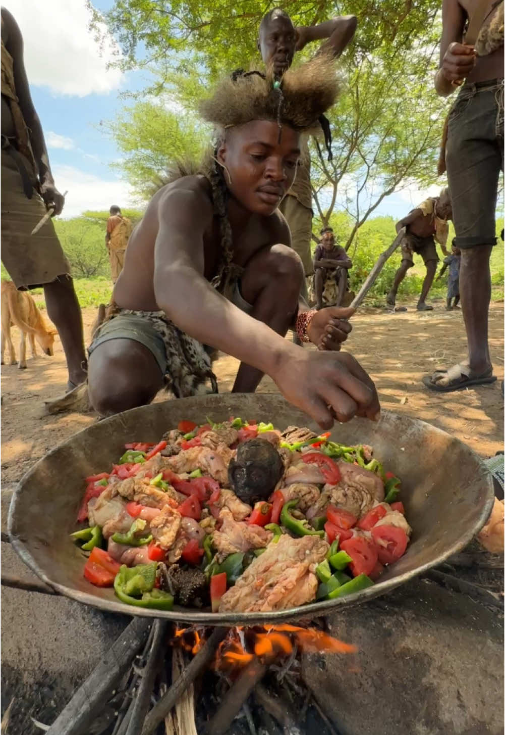 This is how Hadzabe cooks their natural food middle of nowhere to survive #hadzabetribe #food #villagelife #foryou #usa #Foodie #africa 