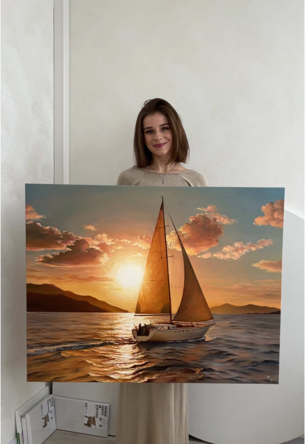 Oil on camvas, 40x31 inch, available for sale 💛 #oilpainting #oiloncanvas #arts #paintings #marynavoroshyloart #artforsale #artlover #sunsetlover #artcollector #sunset #sealover #artgallery #artistoftiktok 