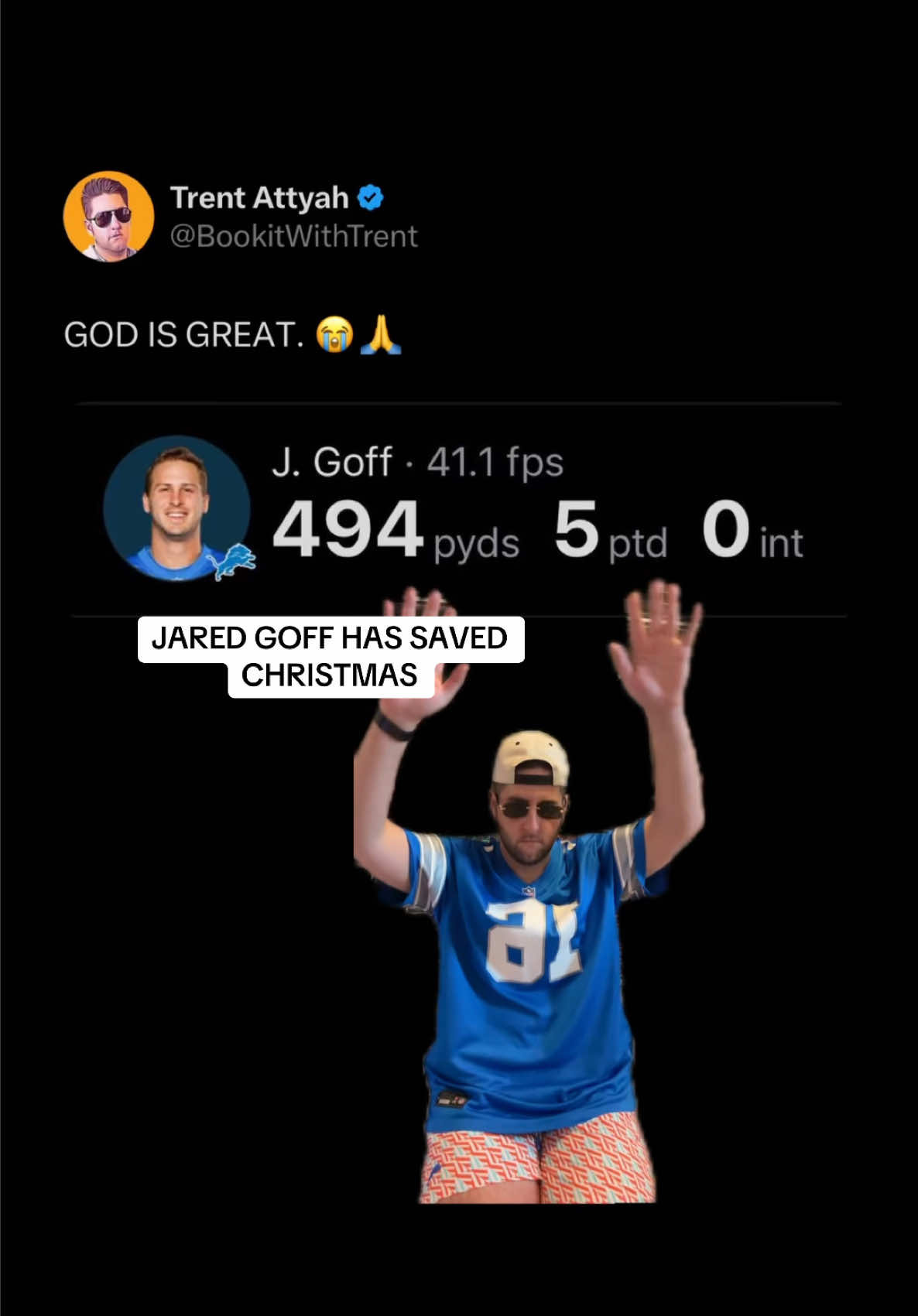 GOD IS GREAT. 🙏 #nfl #football #nflfootball #prizepicks #jaredgoff #lions #sports #betting #sportsbetting @PrizePicks 