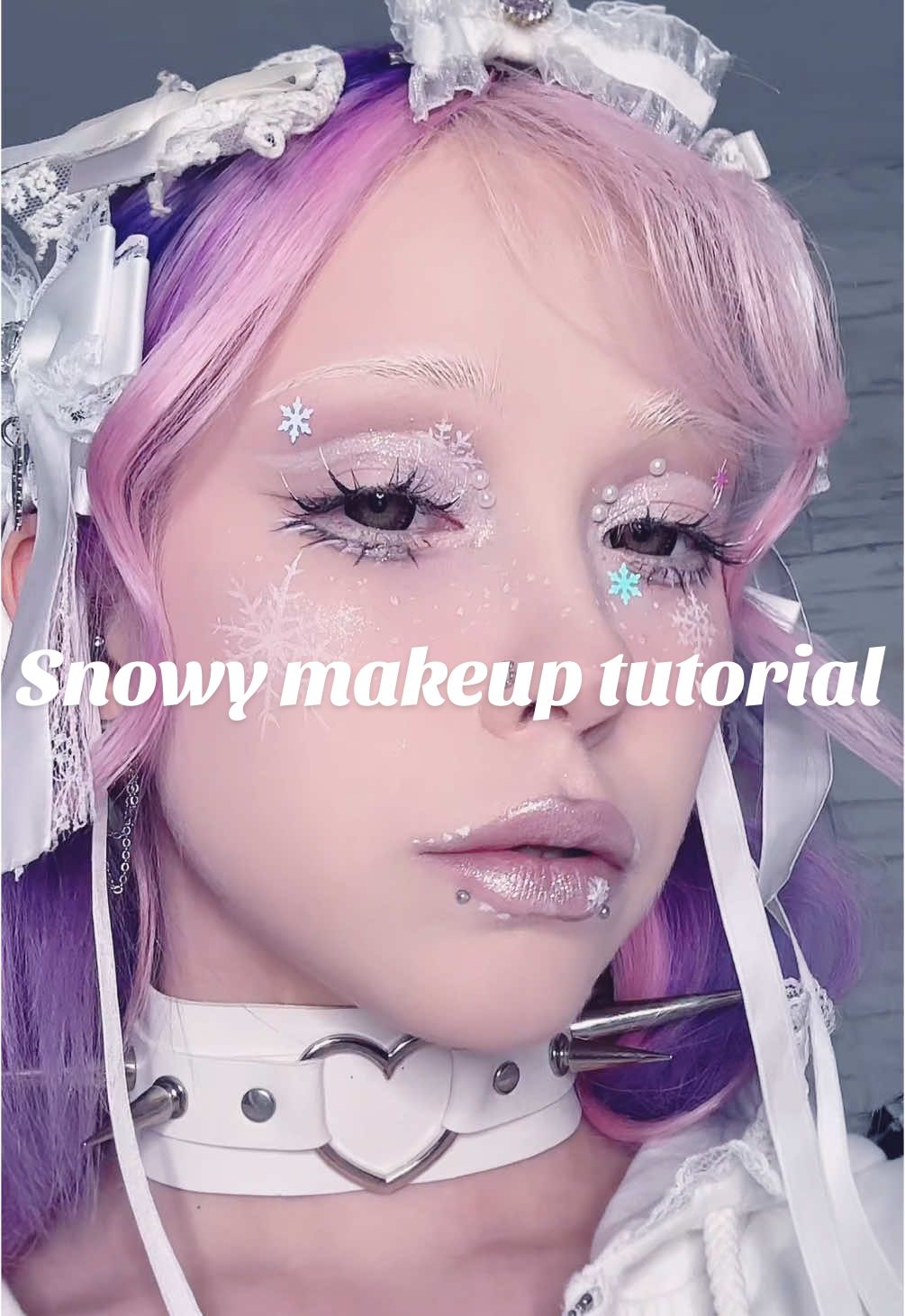 ⋆⁺₊❅. Brrrrrr cold and snowy ⋆⁺₊❅.. Products I used:  ❆Lenses: @PinkyParadise - Geo Princess Mimi Chocolate Brown (code: floweryghost10) /gifted. ❆ Eyeshadow palettes: Cheeryep - stealing hearts 07 /gifted ❆White eyeshadow base: Maea Beauty - Make em pop / gifted ( code: flowery20) . ❆Glitter: Rom&nd : 00 light glitter garden. Peripera - Sugar Twinkle : 01. ❆Liner: Nyx - brow tint pen: blonde. ❆Blush: Flower Knows - Strawberry rococo: 04. ❆Facepaint: Ucanbe - Athena /gifted. ❆Lips: About tone - Stand out brow pen: grey + glitter & eyeshadow. #snowmakeup #makeuptutorials 