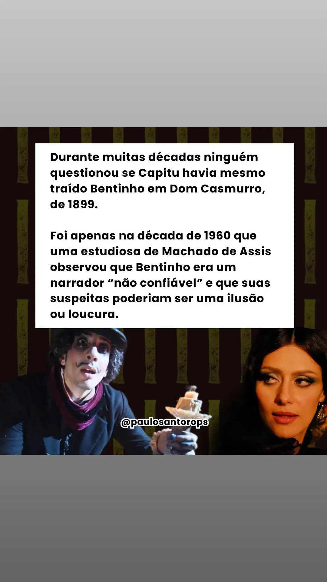 Durante muitas décadas ninguém questionou se Capitu havia mesmo traído Bentinho em Dom Casmurro, de 1899.  Foi apenas na década de 1960 que uma estudiosa de Machado de Assis observou que Bentinho era um narrador “não confiável” e que suas suspeitas poderiam ser uma ilusão ou loucura. . . . . . #escritorbrasileiro #escritornacional #kindleunlimited #kindle #livrosemaislivros #livroseleituras #domcasmurro #machadodeassis #mariafernandacandido #michelmelamed #globo #capitu #fyppppppppppppppppppppppp #fy #BookTok #fyp #booktokbrasil 