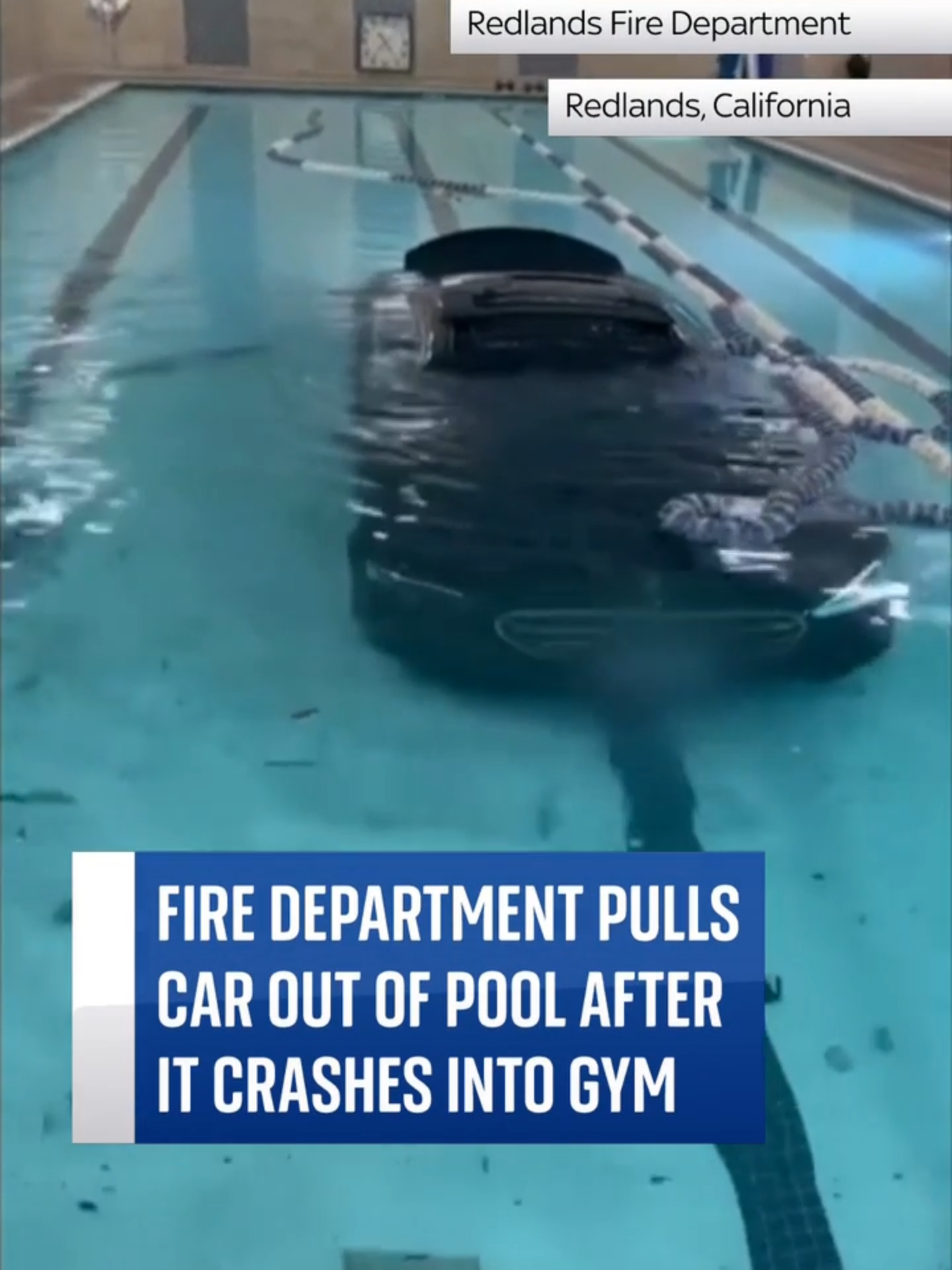 The car ended up in the pool after a driver crashed through the wall of a #Fitness centre in #California