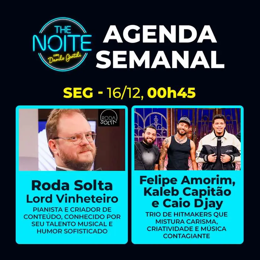 Agenda natalina no ar! 💥🌲 #thenoite #danilogentili #natal #agenda #talkshow