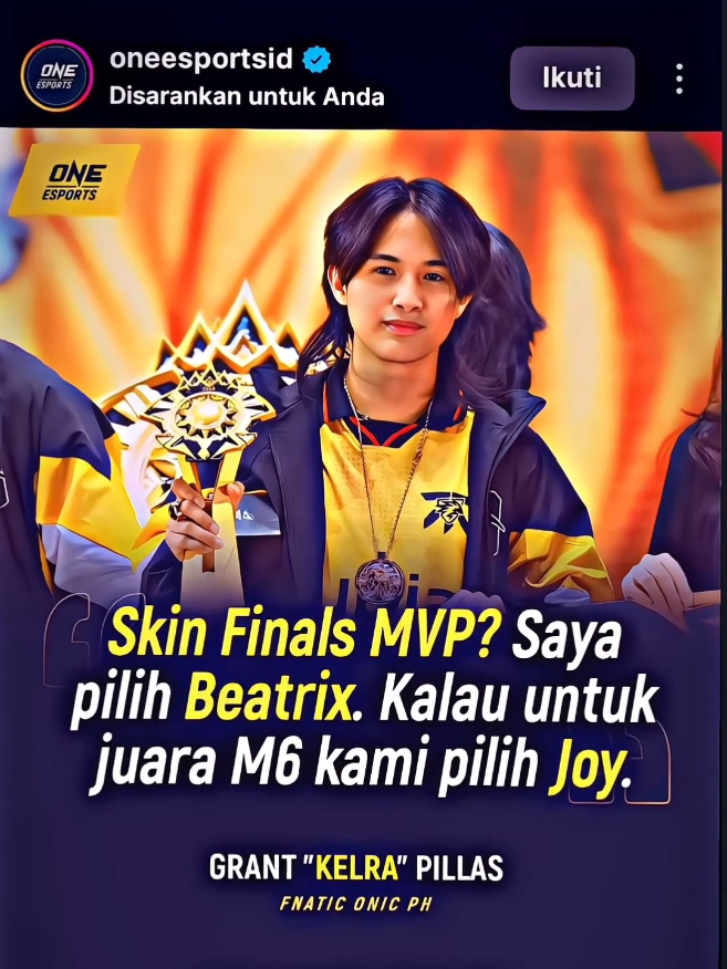 Buat yang protes kenapa heronya ini, kenapa bukan itu, ya terserah yang juara dong, juara bebas bos. kalo mau protes minimal juara M-series dulu 😝 #mobilelegends #mlbb #mlbbcontentcreator #m6 #m6championship #fnoc #onicesport #kelra #joy #beatrix #fyp 