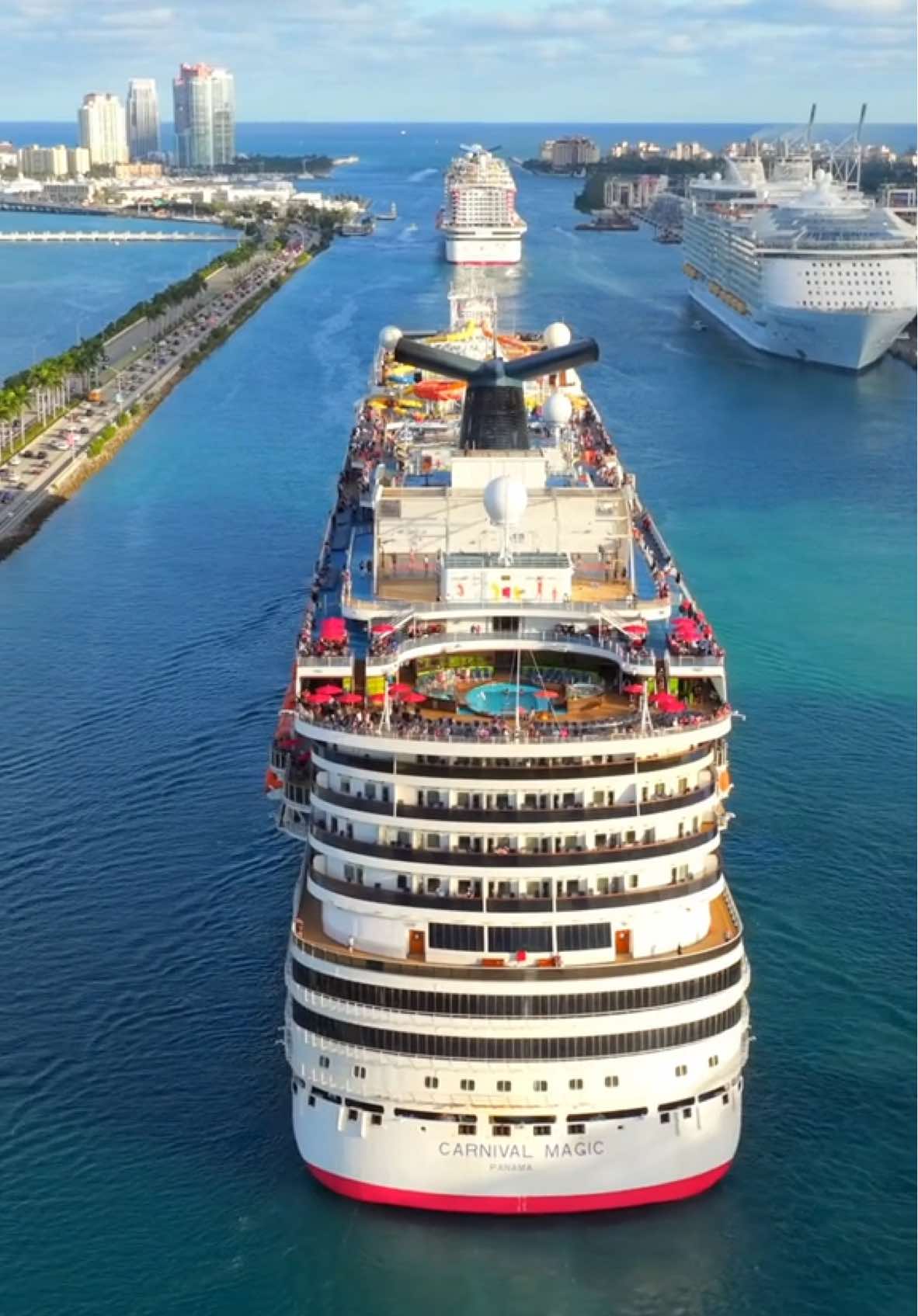 Port of Miami has the most scenic sailaway views 😍#cruises #portofmiami #miami #cruiselife #carnivalcruises