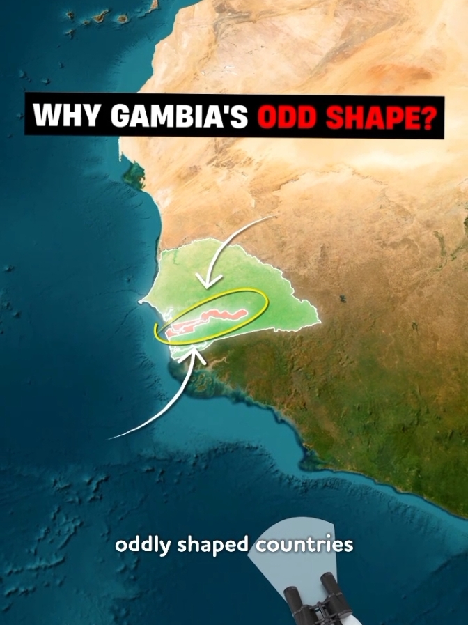 Why Gambia’s Odd Shape? 🗺️ Why Senegal Is Always Smiling 🙂 #gambia #africa #british #french #history #geography #map #mapping #reel #reels #shorts #learn #learning