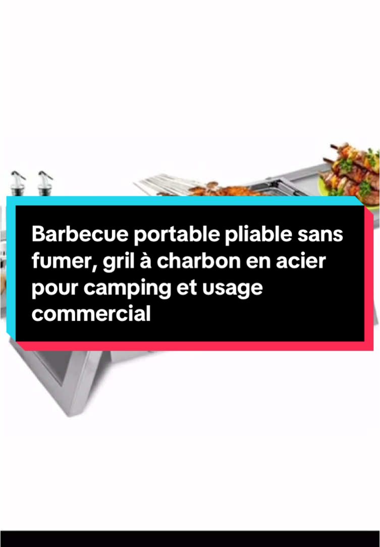 Barbecue portable pliable sans fumer, gril à charbon en acier pour camping et usage  commercial  #ecommerce #videoviral 