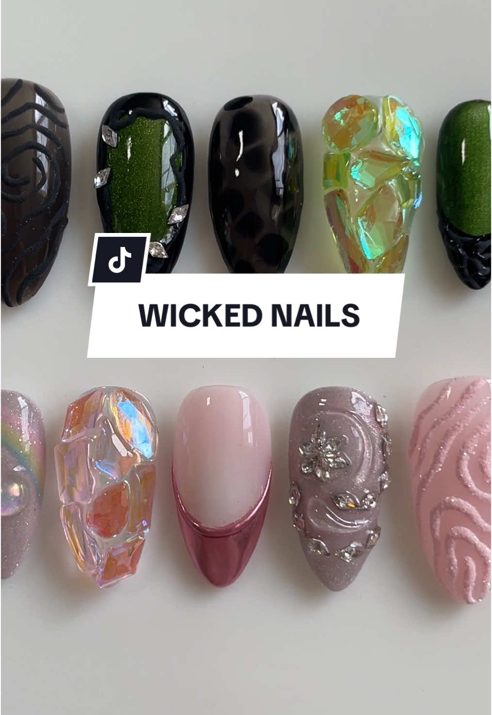 pink goes good with green !✨ #wicked #wickedmovie #wickednails #pinkandgreen #pinkandgreennails