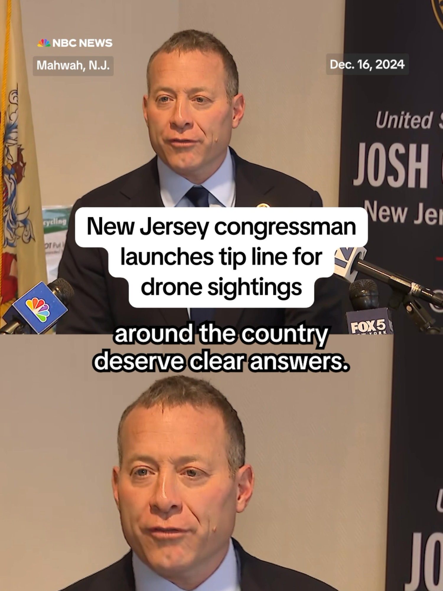 #NewJersey Rep. Josh Gottheimer says he’s launching a tip line on his website for people in his state to share information on #drone sightings.