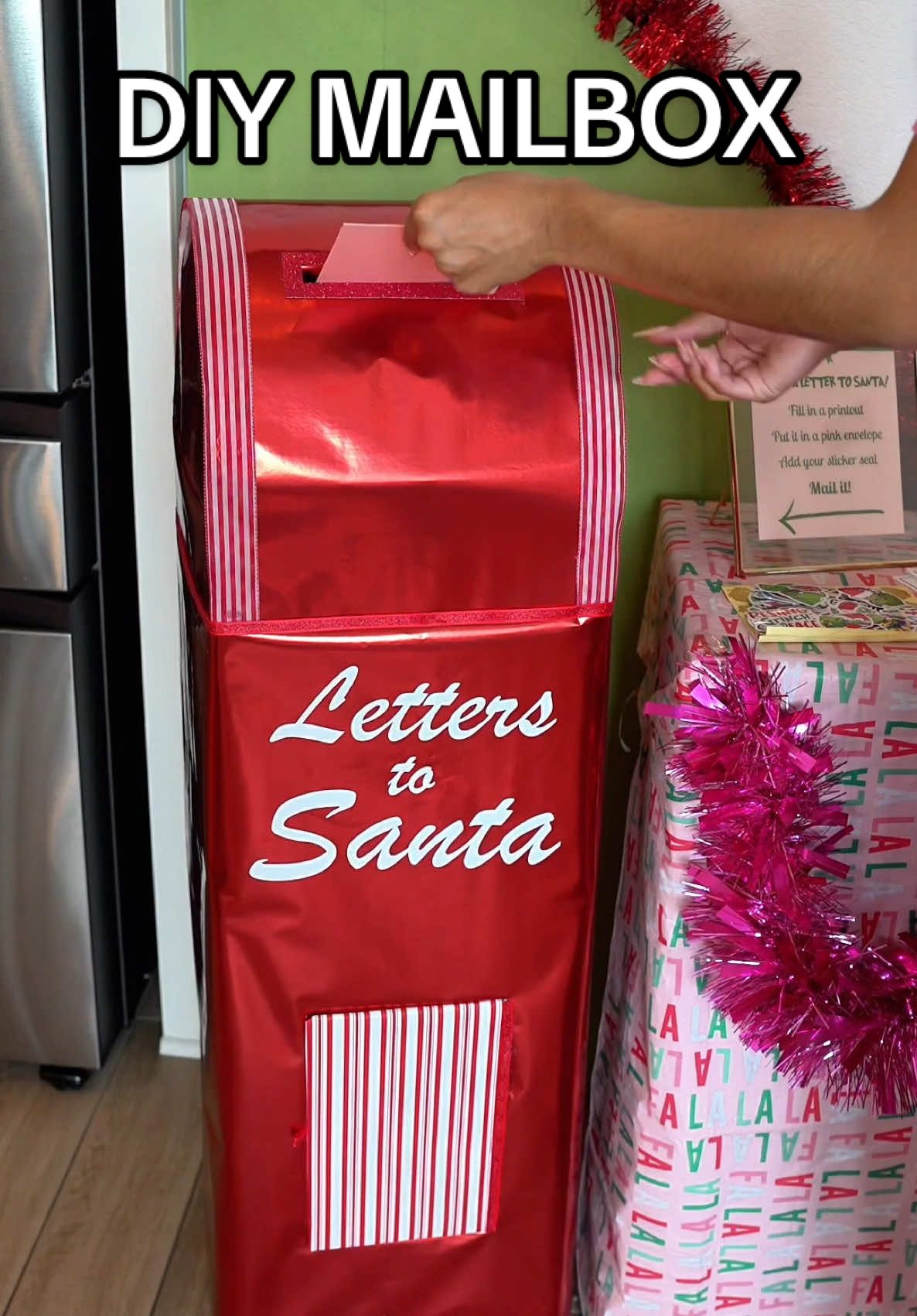 DIY Christmas Mailbox for the kids to send letters to Santa! When the product is sold out…I just tell myself ”I can make that!” 🎄❤️💌📮 #grinchchristmas #whoville #diymailbox #letterstosanta #grinchmas #christmasdecor 