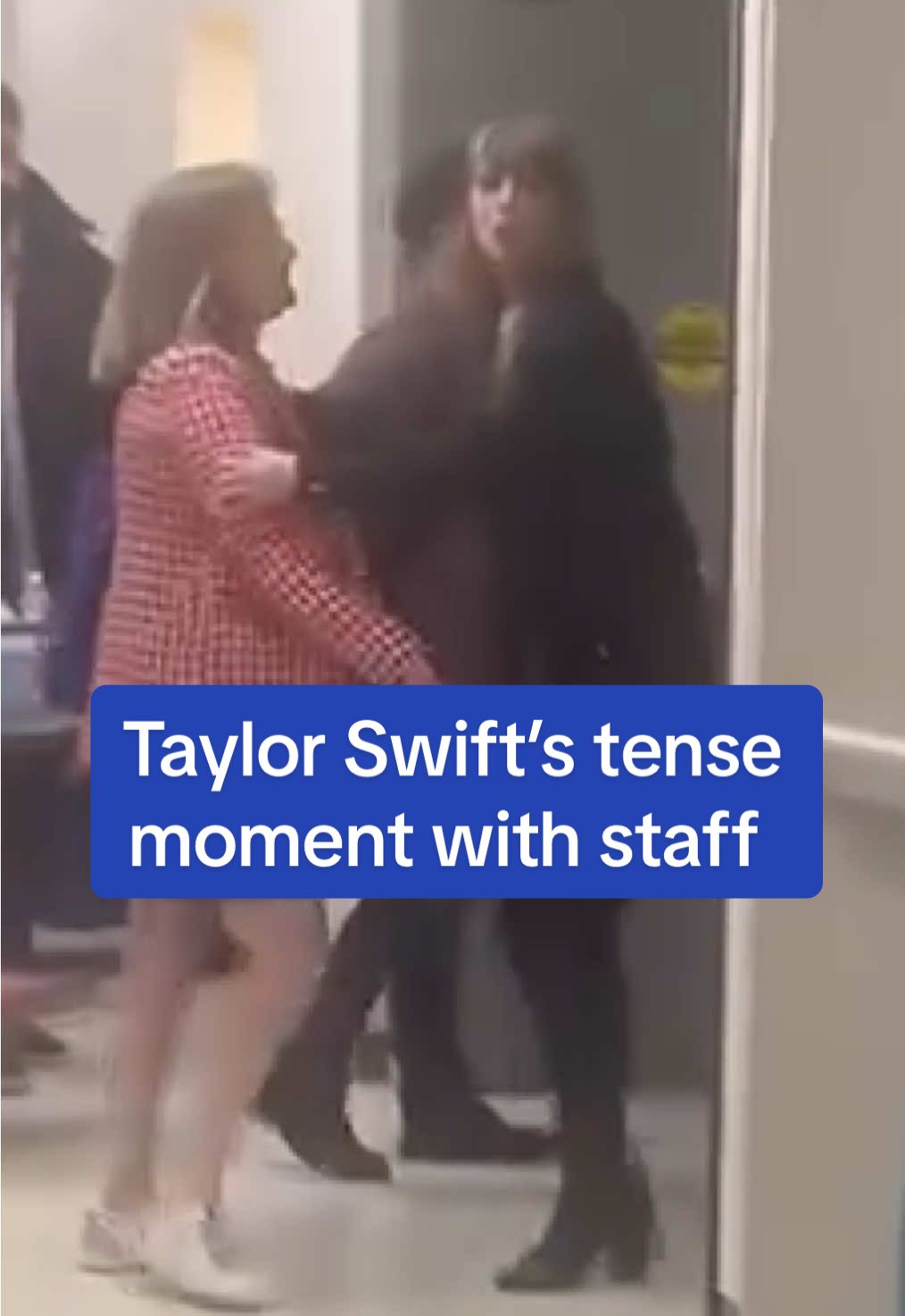 Taylor Swift was seen having a tense moment with one of her team members during a recent visit to a children's hospital. The singer, 35, headed to a Children's Mercy Hospital in Kansas City on Thursday to spend some time with patients and their families. But as she was leaving, the singer got into an awkward confrontation with one of the people in her posse. Taylor was seen exiting the facility surrounded by security and staff members when one started chastising a fan for videotaping her. The pop star was clearly not pleased and tried to stop her team member. #taylorswift #tswift #swiftie #news #celebrity 