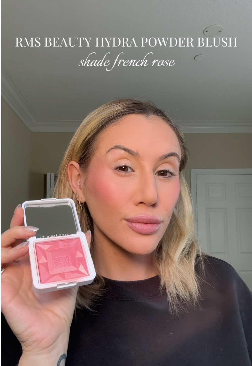 Pink Blush & Highlighter in One - using shade french rose in the rms beauty hydra powder blush #rms #rmsbeauty #blush #blushes #viralmakeup 