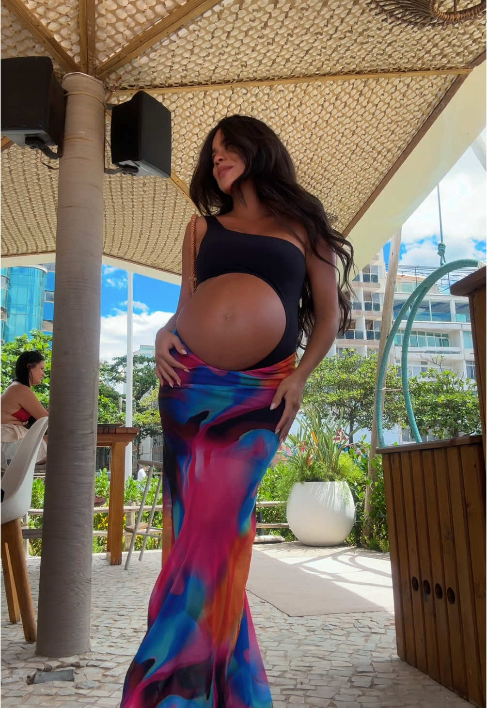 barrigão de 7 meses 🩵 #pregnant #fy #fashiontiktok #OOTD 