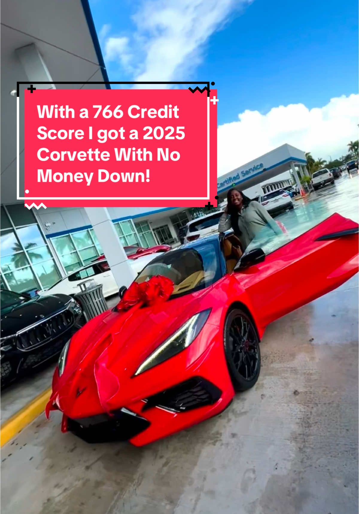 Today I woke up & told my husband I wanted to Go Buy A Fun Car to add to the car rental business, lol he said let's go, well you guys I got a 2025 Brand New Corvette! No money down was required 😍😍 Listen I don't know who needs to hear this BUT FIX YOUR CREDIT! I literally was approved for this car in 5 minutes I Kid you not! GMC Financial pulled my equifax score and of course it came back a 766🥳 And Remind you guys I just bought a Mercedes Benz S Class 2 weeks ago no money down! With GOOD CREDIT the world is yours 🌍🗺️ Who's Ready to go into 2025 with Good Credit. Comment 