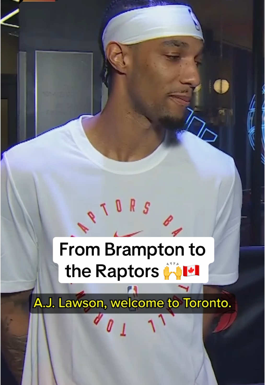Brampton's A.J. Lawson had tears in his eyes driving to his first shootaround with the Raptors 🥲 #theshiftsports #NBA #torontoraptors #canadabasketball 