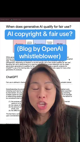 When does generative AI qualify for fair use? This is the blog post from the open AI whistleblower who recently passed away.  Everyone should read it: https://suchir.net/fair_use.html ##ai##openai##chatgpt##sabrinaramonov##ethics##copyright##copyrightinfringement#greenscreenvideo 